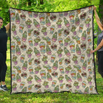 Cute Cartoon Cactus Pattern Print Quilt