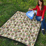 Cute Cartoon Cactus Pattern Print Quilt