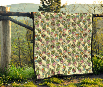 Cute Cartoon Cactus Pattern Print Quilt