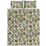 Cute Cartoon Cactus Pattern Print Quilt Bed Set