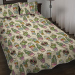 Cute Cartoon Cactus Pattern Print Quilt Bed Set