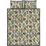 Cute Cartoon Cactus Pattern Print Quilt Bed Set