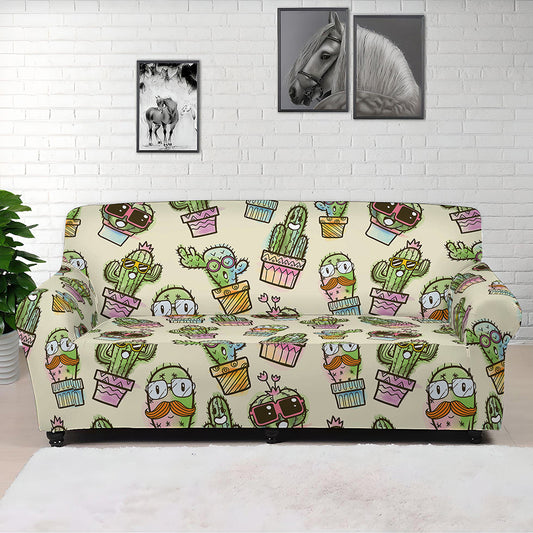 Cute Cartoon Cactus Pattern Print Sofa Cover