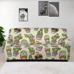Cute Cartoon Cactus Pattern Print Sofa Cover