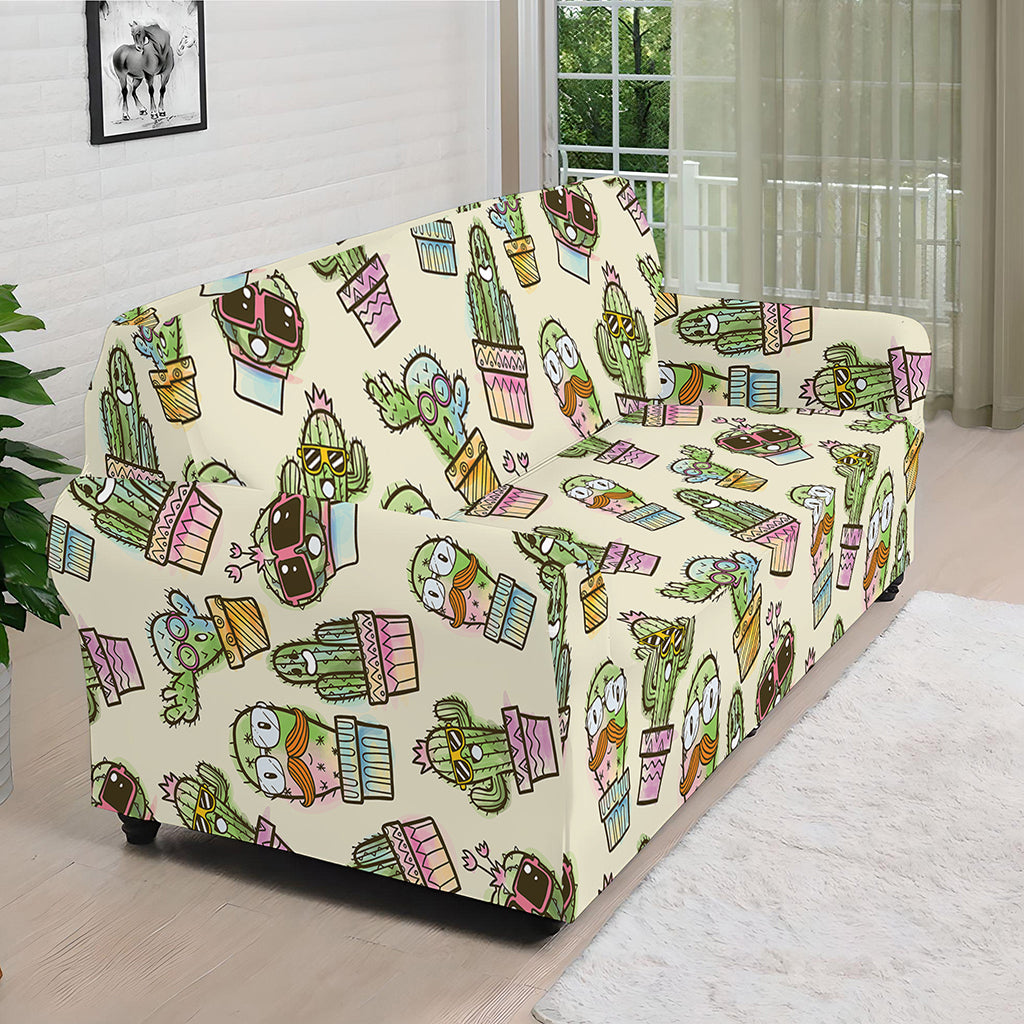 Cute Cartoon Cactus Pattern Print Sofa Cover