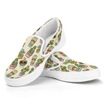 Cute Cartoon Cactus Pattern Print White Slip On Shoes