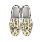 Cute Cartoon Cactus Pattern Print White Slip On Shoes