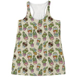Cute Cartoon Cactus Pattern Print Women's Racerback Tank Top