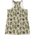 Cute Cartoon Cactus Pattern Print Women's Racerback Tank Top