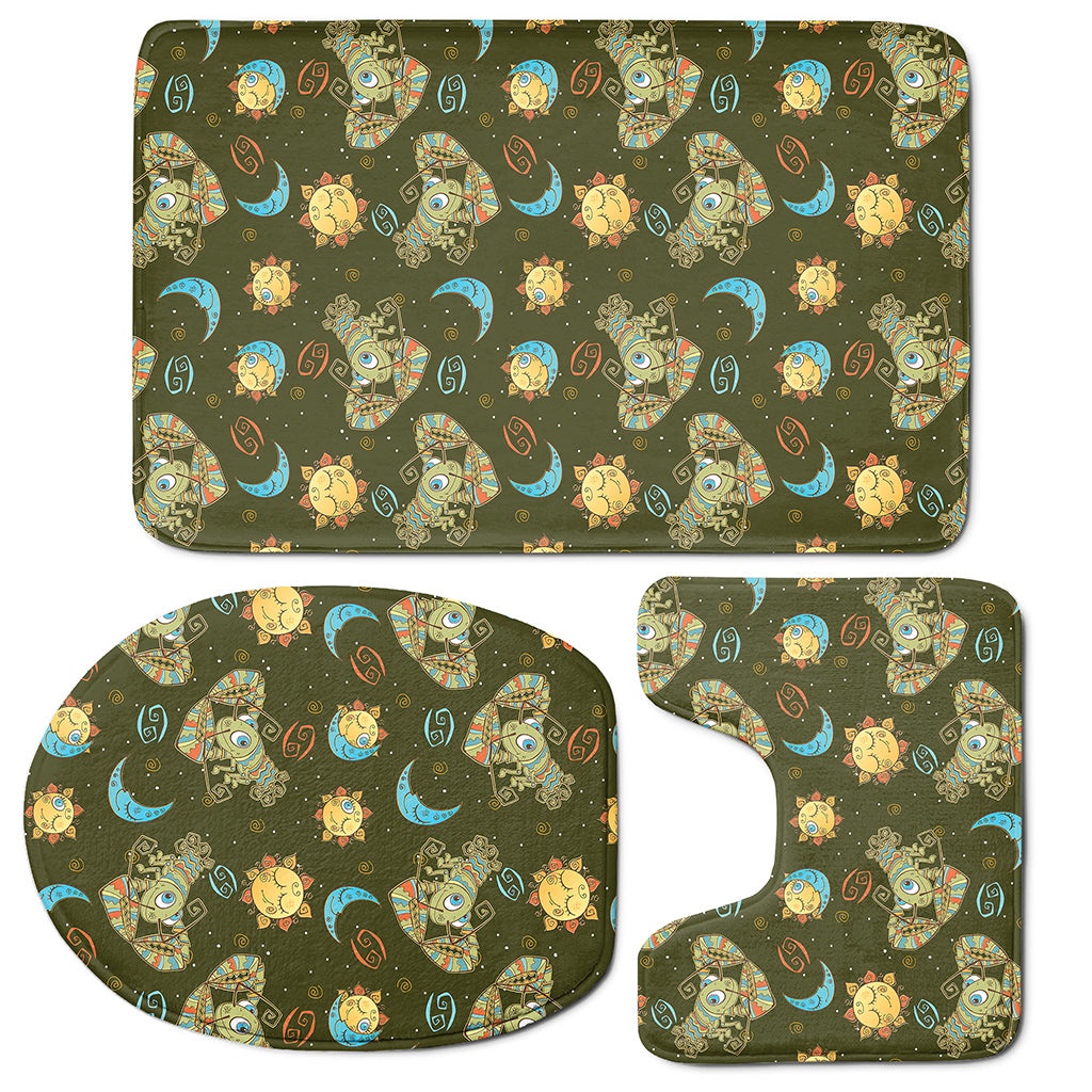Cute Cartoon Cancer Pattern Print 3 Piece Bath Mat Set