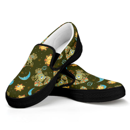 Cute Cartoon Cancer Pattern Print Black Slip On Shoes