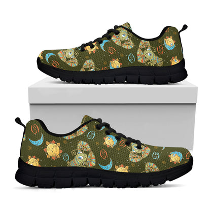 Cute Cartoon Cancer Pattern Print Black Sneakers