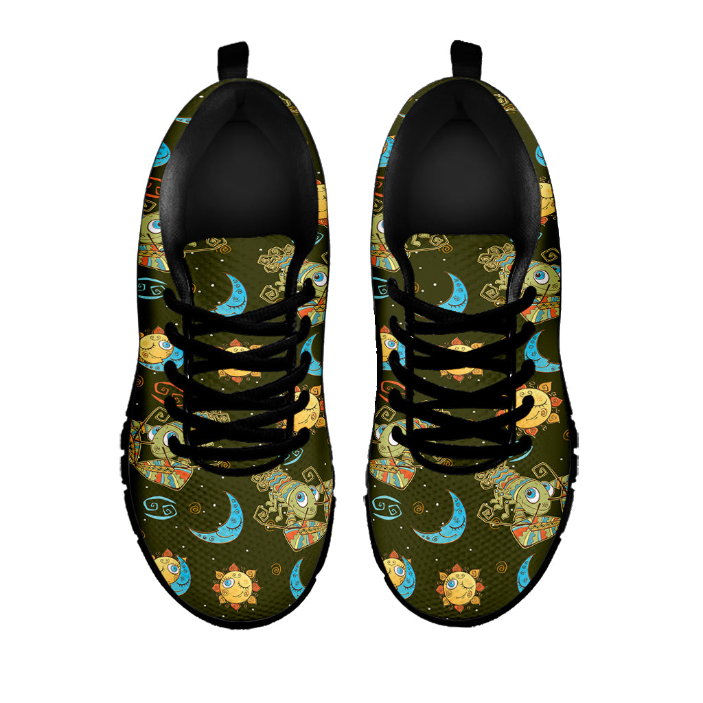 Cute Cartoon Cancer Pattern Print Black Sneakers