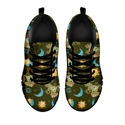 Cute Cartoon Cancer Pattern Print Black Sneakers