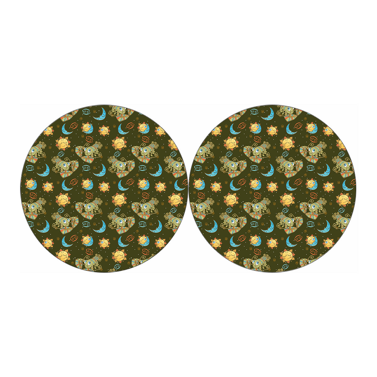 Cute Cartoon Cancer Pattern Print Car Coasters