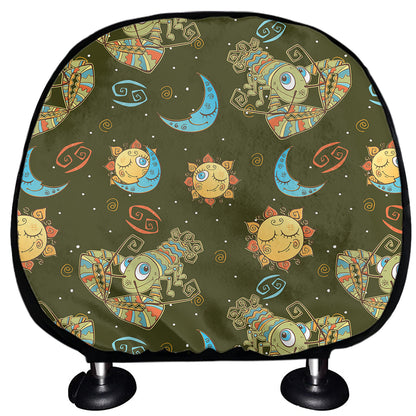Cute Cartoon Cancer Pattern Print Car Headrest Covers
