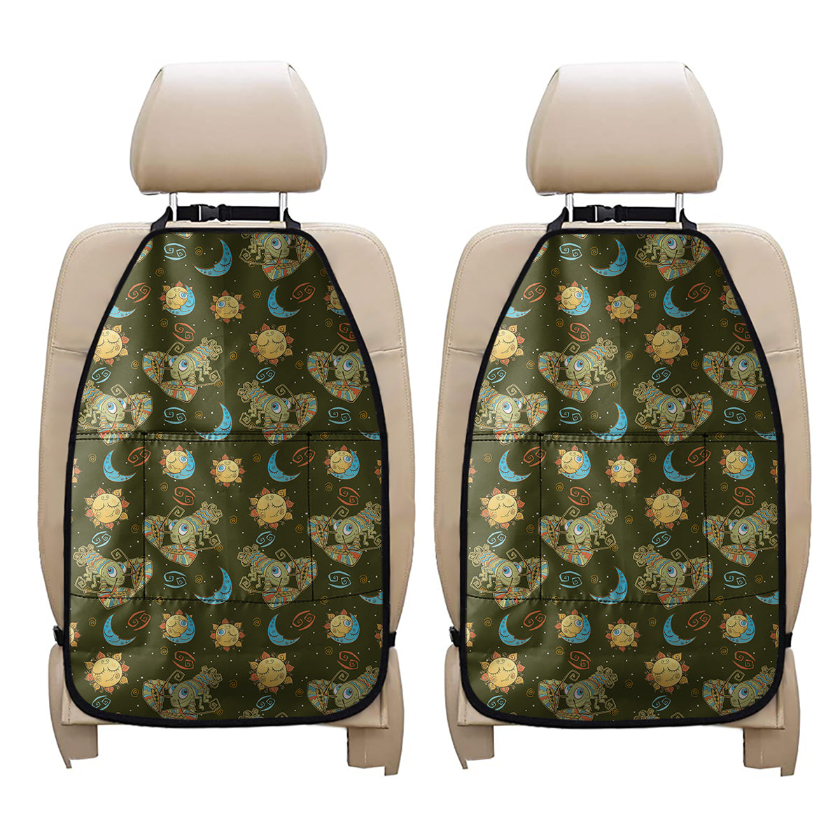 Cute Cartoon Cancer Pattern Print Car Seat Organizers