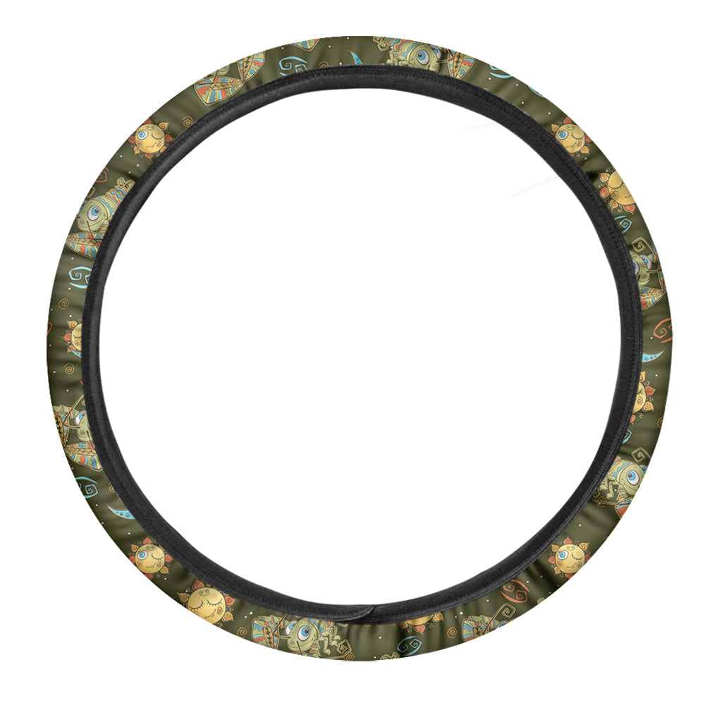 Cute Cartoon Cancer Pattern Print Car Steering Wheel Cover