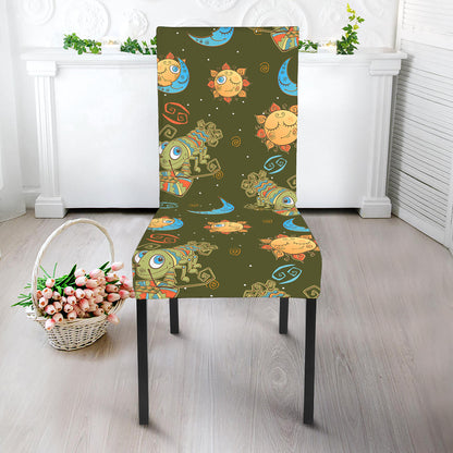 Cute Cartoon Cancer Pattern Print Dining Chair Slipcover