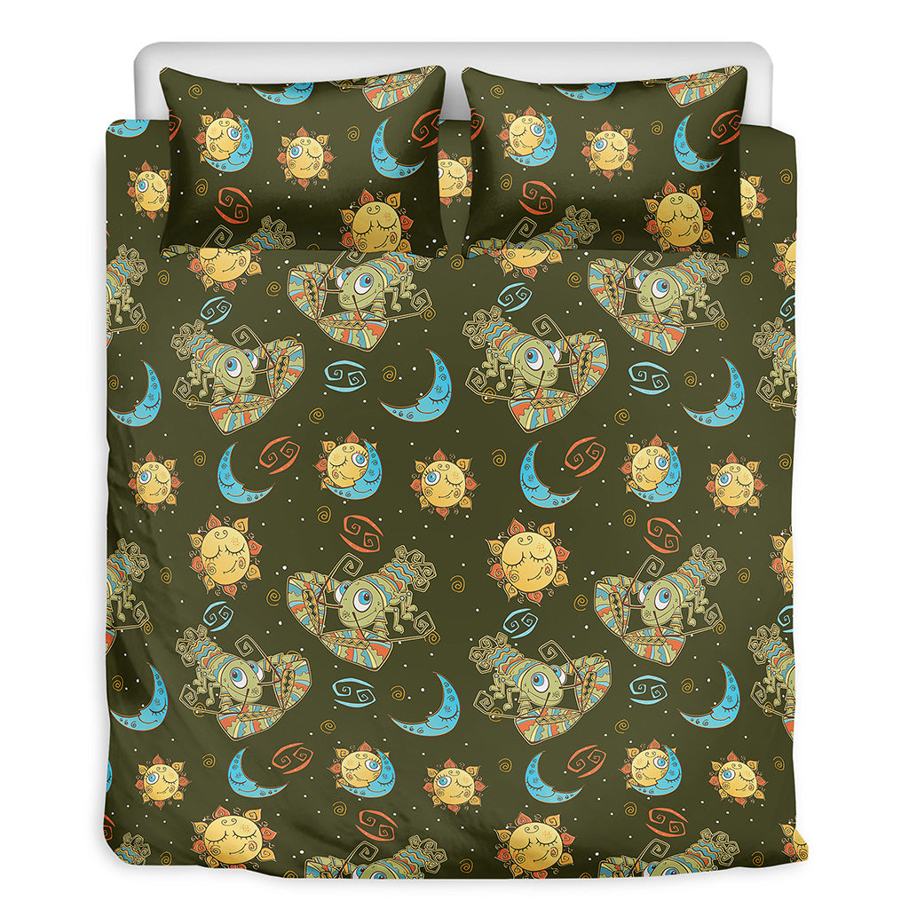 Cute Cartoon Cancer Pattern Print Duvet Cover Bedding Set