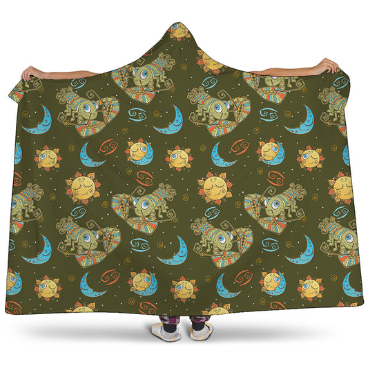 Cute Cartoon Cancer Pattern Print Hooded Blanket