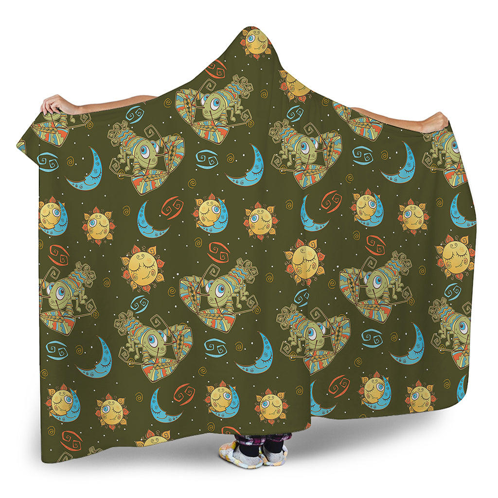 Cute Cartoon Cancer Pattern Print Hooded Blanket