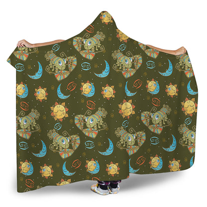 Cute Cartoon Cancer Pattern Print Hooded Blanket