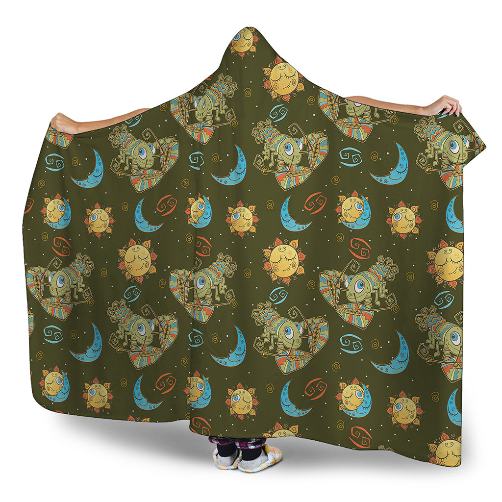 Cute Cartoon Cancer Pattern Print Hooded Blanket