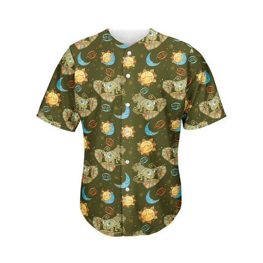 Cute Cartoon Cancer Pattern Print Men's Baseball Jersey
