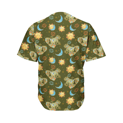Cute Cartoon Cancer Pattern Print Men's Baseball Jersey