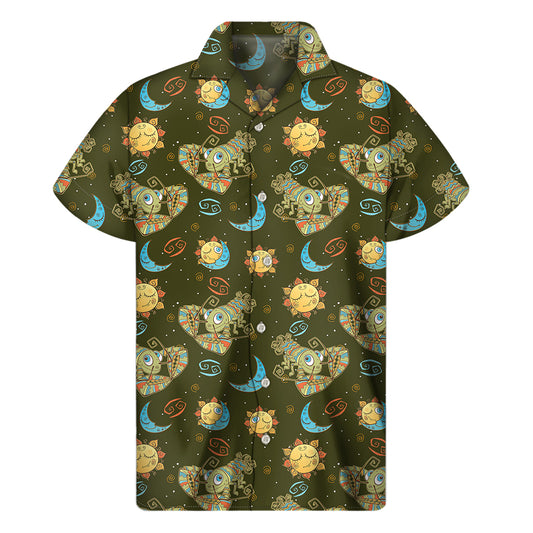 Cute Cartoon Cancer Pattern Print Men's Short Sleeve Shirt