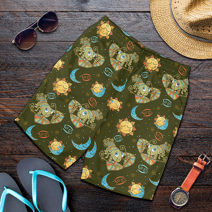 Cute Cartoon Cancer Pattern Print Men's Shorts