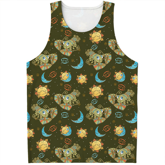 Cute Cartoon Cancer Pattern Print Men's Tank Top