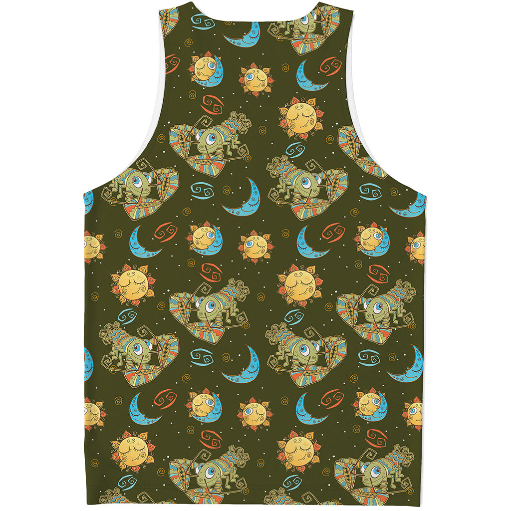 Cute Cartoon Cancer Pattern Print Men's Tank Top