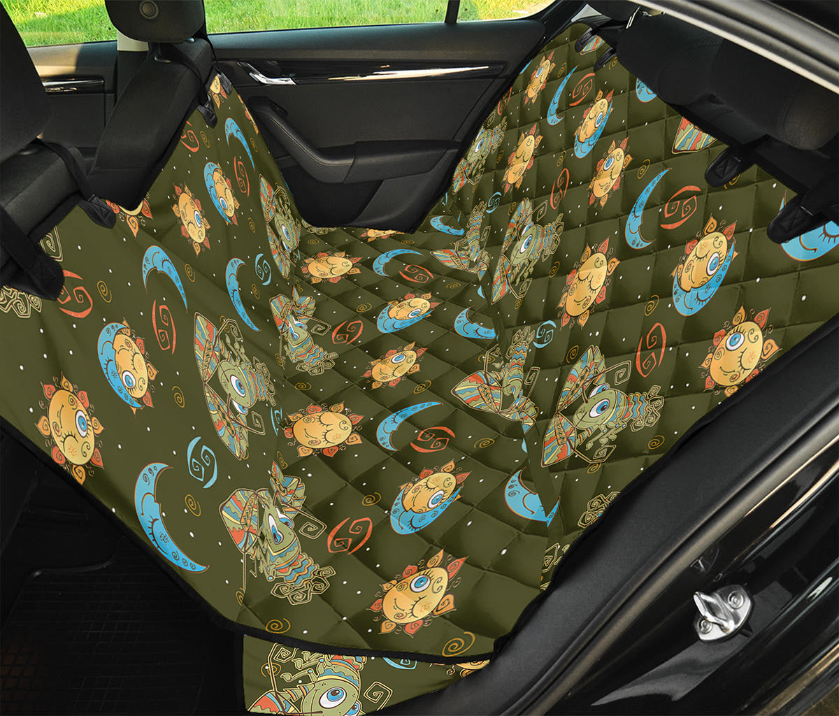 Cute Cartoon Cancer Pattern Print Pet Car Back Seat Cover