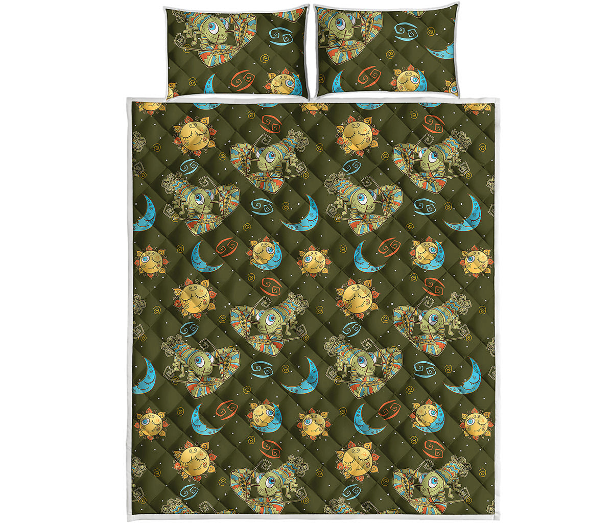 Cute Cartoon Cancer Pattern Print Quilt Bed Set