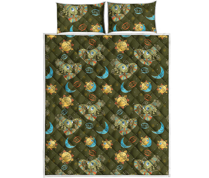 Cute Cartoon Cancer Pattern Print Quilt Bed Set