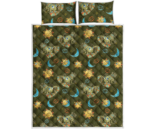 Cute Cartoon Cancer Pattern Print Quilt Bed Set