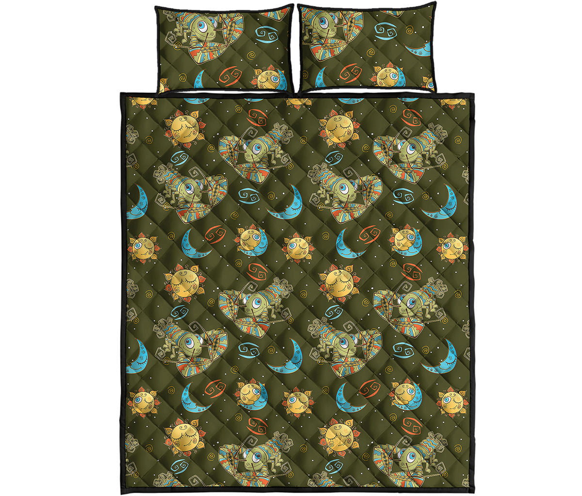 Cute Cartoon Cancer Pattern Print Quilt Bed Set