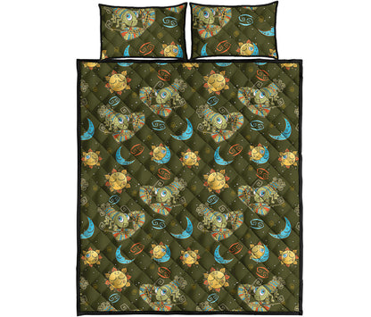 Cute Cartoon Cancer Pattern Print Quilt Bed Set