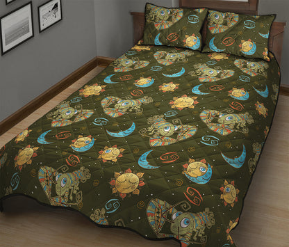 Cute Cartoon Cancer Pattern Print Quilt Bed Set