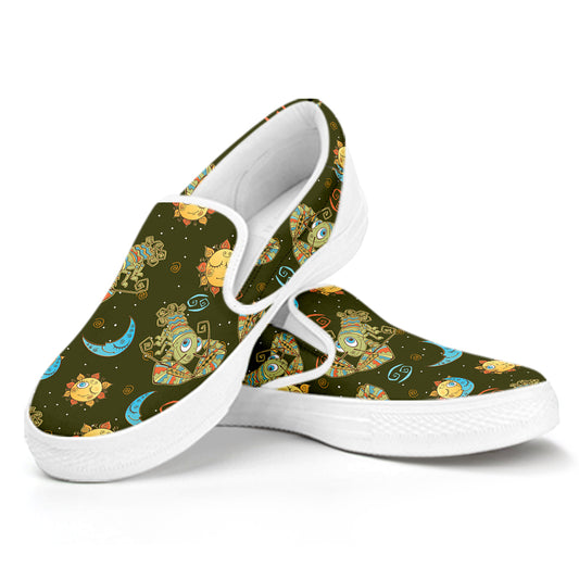 Cute Cartoon Cancer Pattern Print White Slip On Shoes