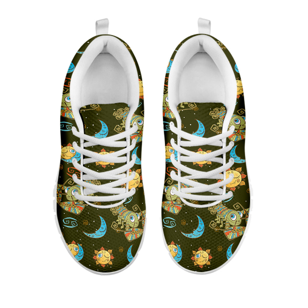 Cute Cartoon Cancer Pattern Print White Sneakers