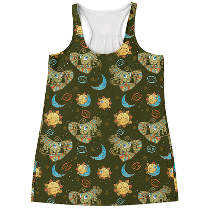 Cute Cartoon Cancer Pattern Print Women's Racerback Tank Top