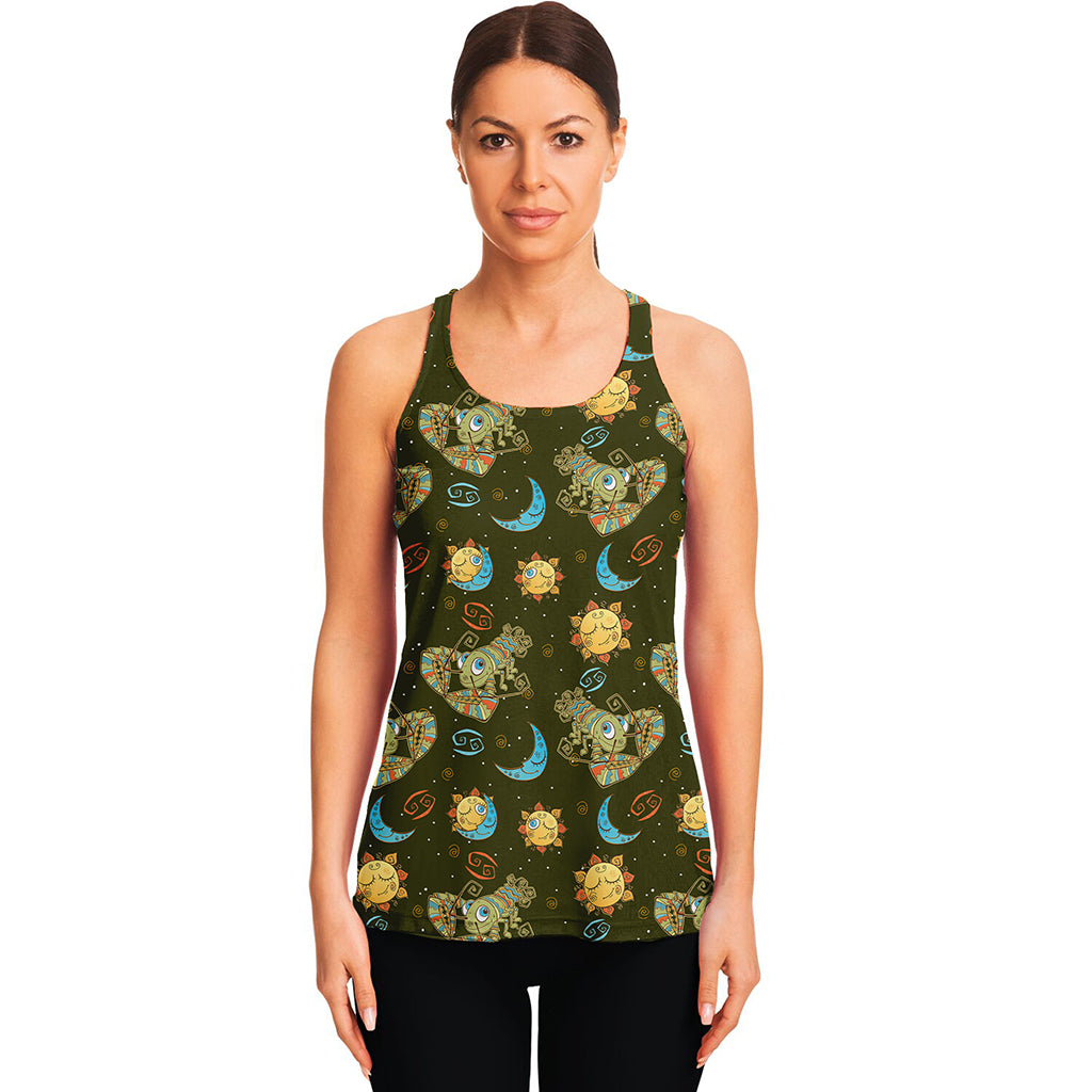 Cute Cartoon Cancer Pattern Print Women's Racerback Tank Top