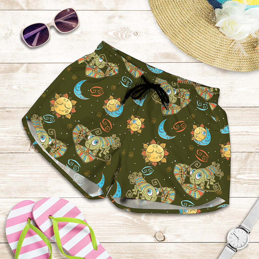 Cute Cartoon Cancer Pattern Print Women's Shorts