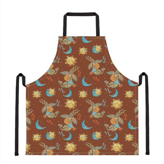 Cute Cartoon Capricorn Pattern Print Apron