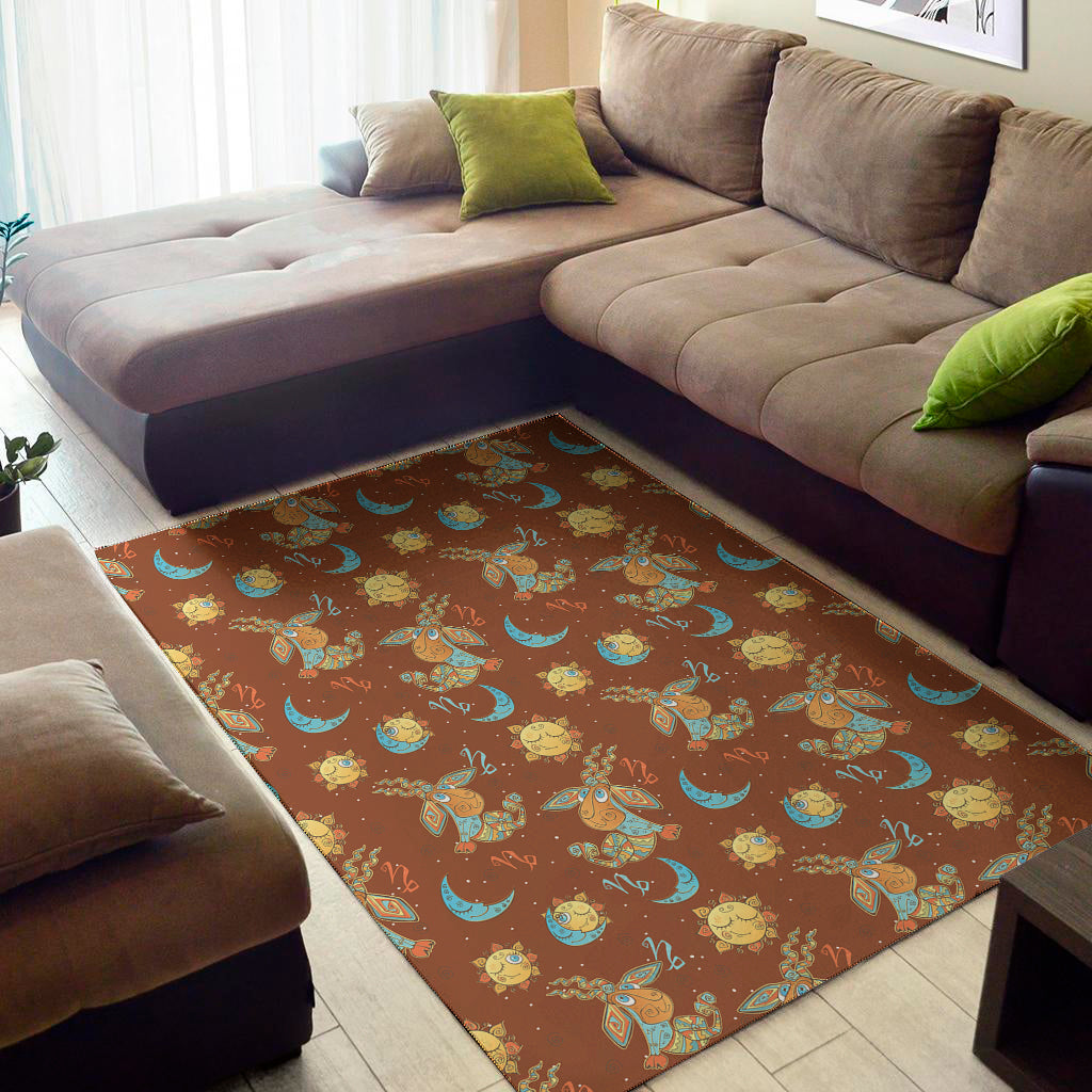 Cute Cartoon Capricorn Pattern Print Area Rug