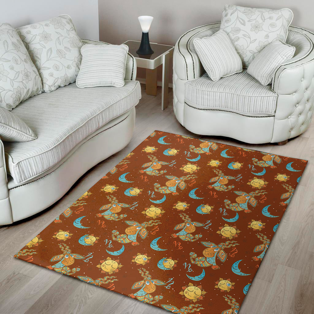 Cute Cartoon Capricorn Pattern Print Area Rug