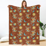 Cute Cartoon Capricorn Pattern Print Blanket